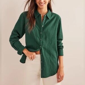 NWT** BODEN Cotton Texture Shirt - Emerald Night Size 10